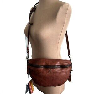 Harbour 2nd Leather Crossbody Bag Cognac w Long Strap and Hang Logo Charm